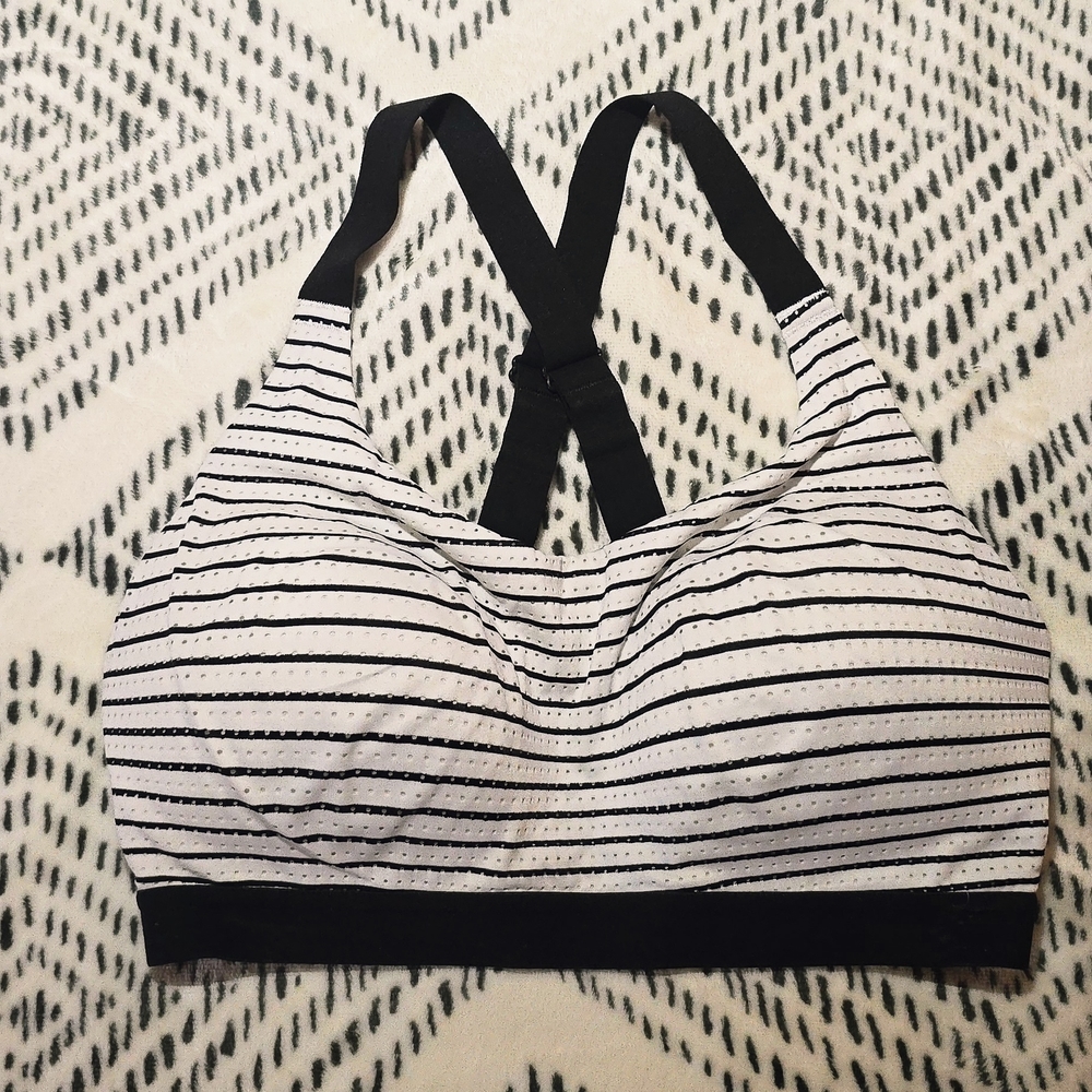 Black and White Striped Women's Bra